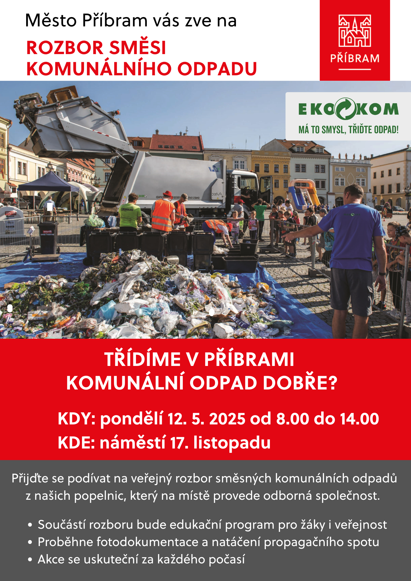 Veřejný rozbor směsi komunálního odpadu na náměstí 17. listopadu - 1