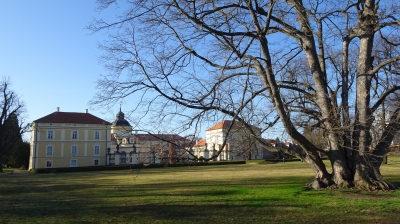 Nový zámek Hořovice - severovýchodní průčelí zámku, pohled ze zámeckého parku. (Foto Mgr. Jaroslav Hodrment ©)