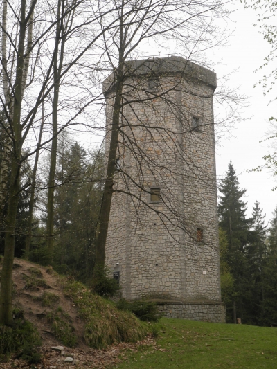 Studený vrch, Brdy - Hřebeny. Bývalá kamenná zeměměřičská věž na nejvyšším vrcholu Hřebenů (660 m) slouží od roku 2005 jako rozhledna. (Foto Mgr. Jaroslav Hodrment ©)