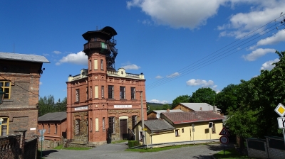 Těžní věž dolu Ševčiny, Příbram - Březové Hory. Součástí Hornického muzea je také jako rozhledna vedena těžní věž Ševčinského dolu. (Foto Mgr. Jaroslav Hodrment ©)